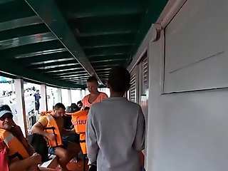 Boat trip with my Asian teen girlfriend became sex in public